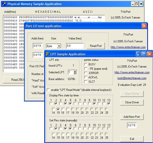 Generic device driver for doing port i/o and memory access from Win32